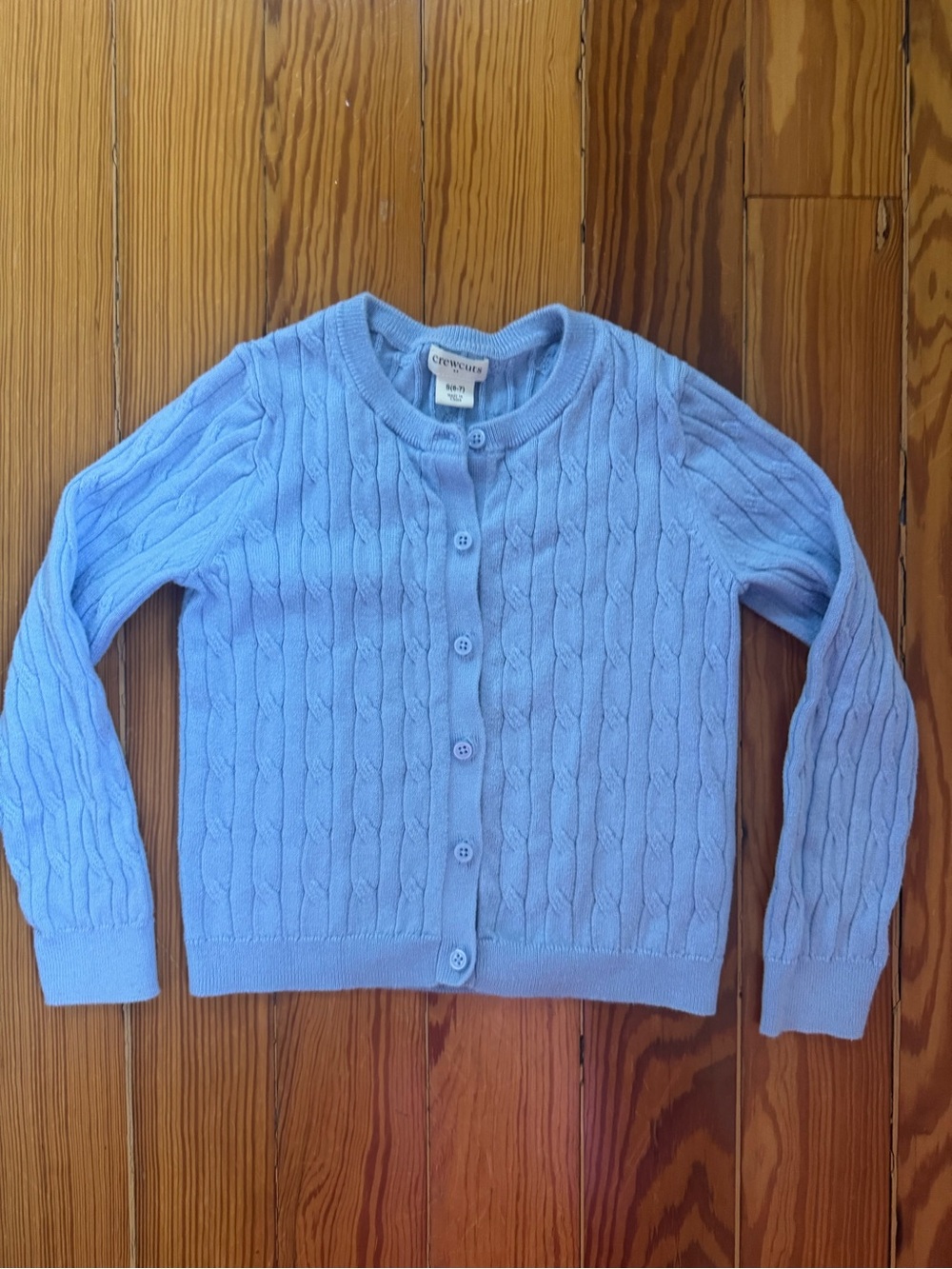 Crewcuts Girls' Light Blue Cable-Knit Button Cardigan